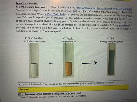 chromic acid test|chromic acid test for alcohols.